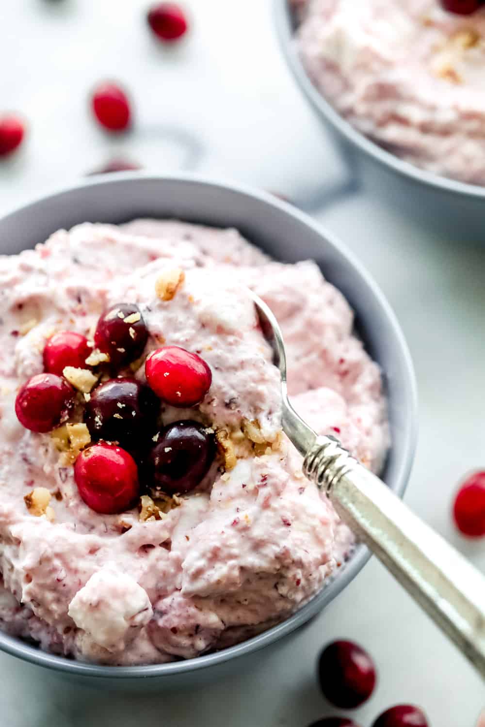 Cranberry Cheesecake fluff in a bowl