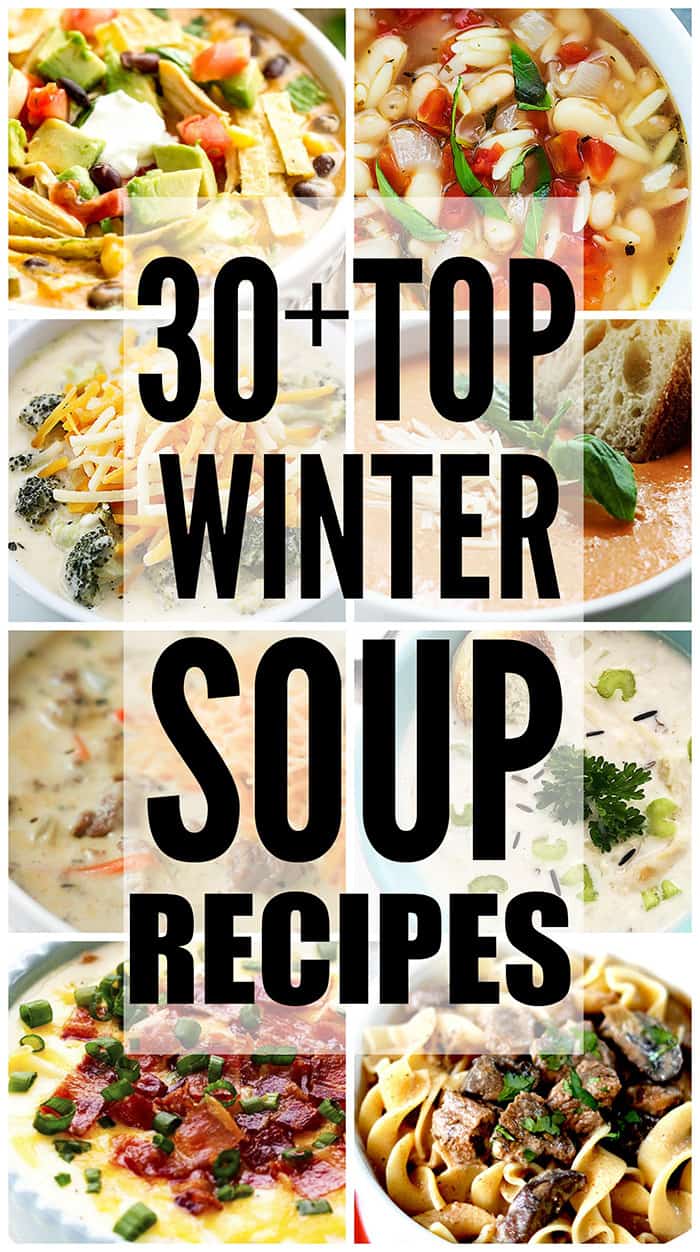 Collage of winter soup pictures.