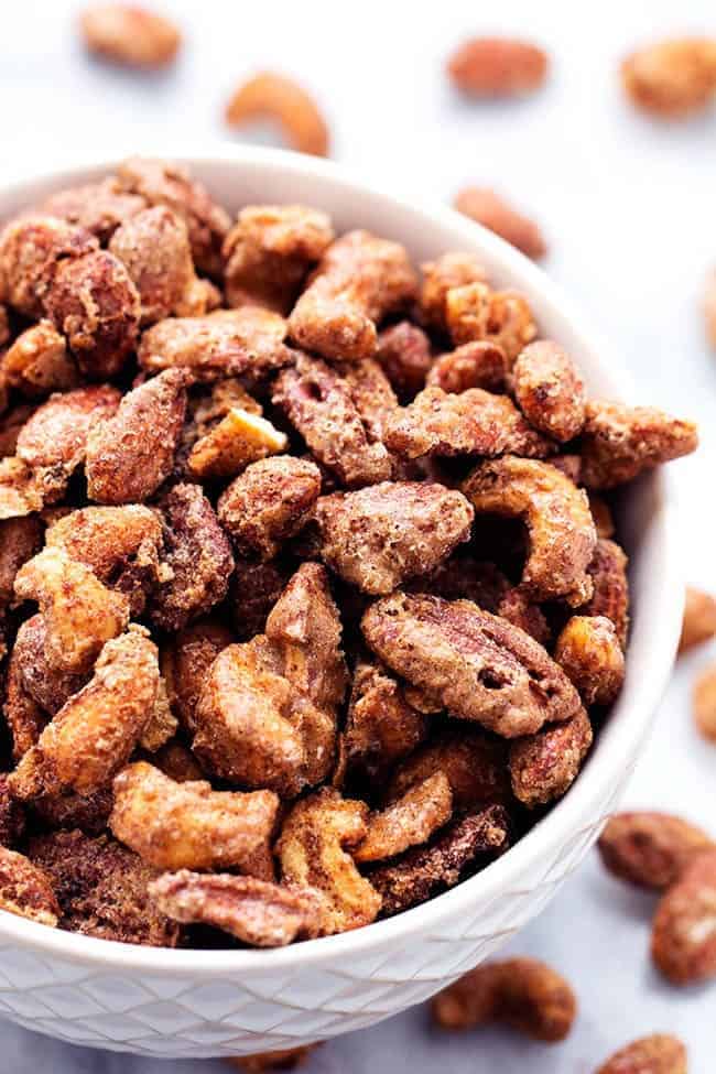 cinnamon nuts in a white bowl.