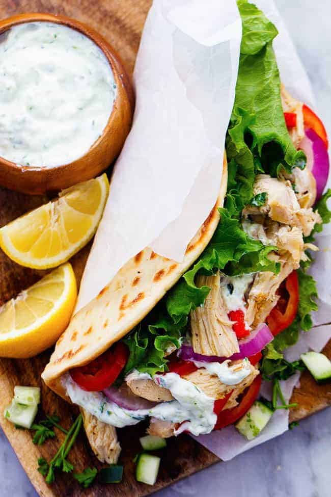 Slow Cooker Greek Chicken Gyros with Tzatziki | The Recipe Critic