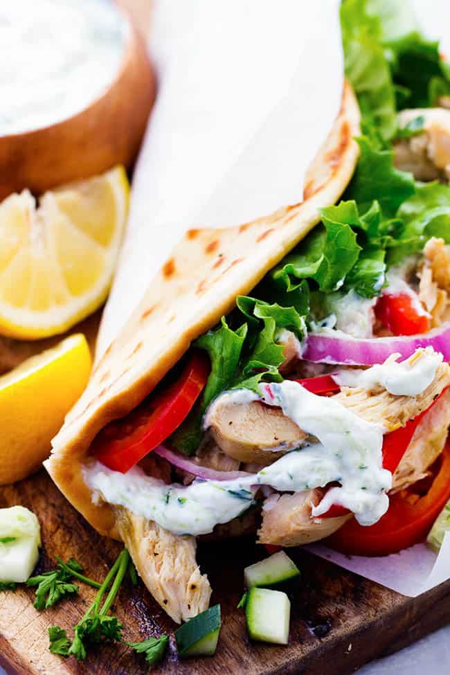 Slow Cooker Greek Chicken Gyros with Tzatziki  The Recipe Critic