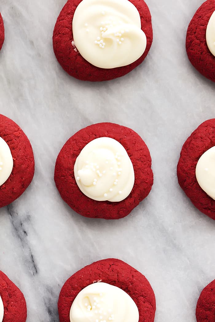 Red velvet cookie with cream cheese filling.