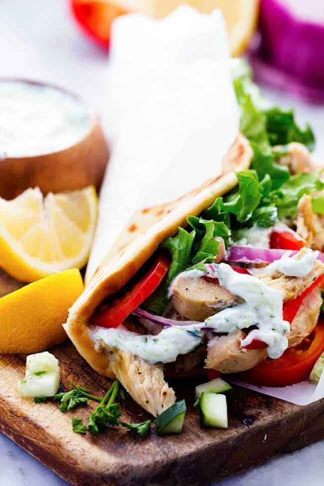 Slow Cooker Greek Chicken Gyros with Tzatziki - 27