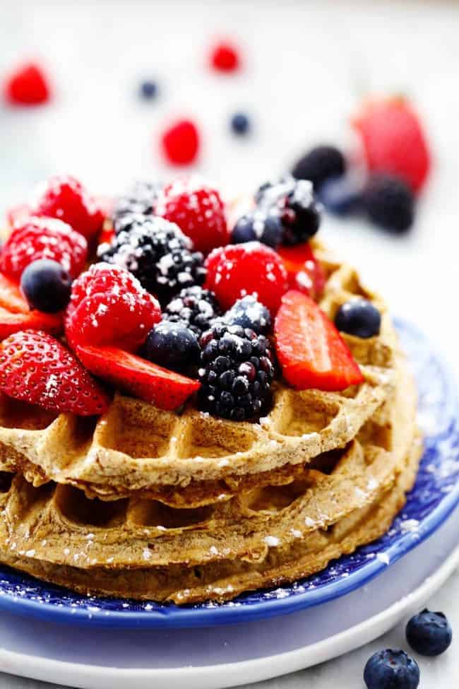 Skinny Protein Waffles  Peanut Butter Chocolate Chip Cookies  plus my Favorite Berry Green Smoothie - 98