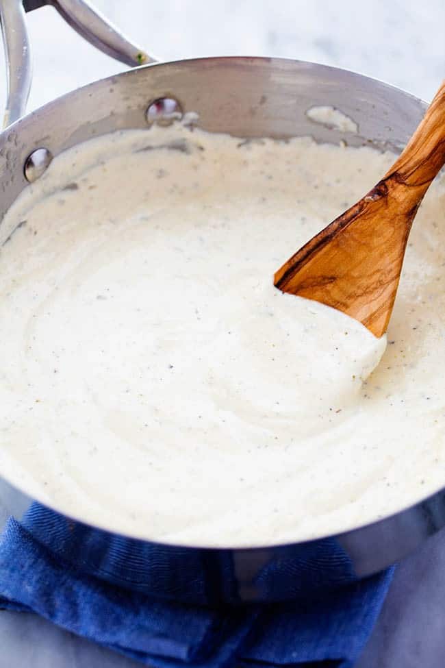 Alfredo Sauce in a pan