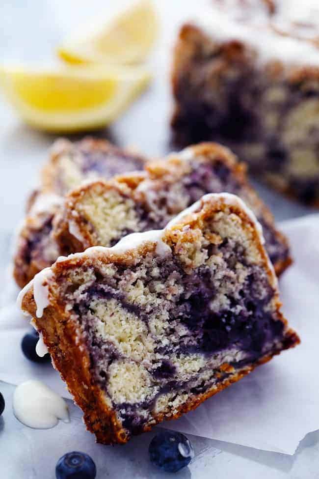 Blueberry Pie Muffin Bread with a Lemon Glaze - 12