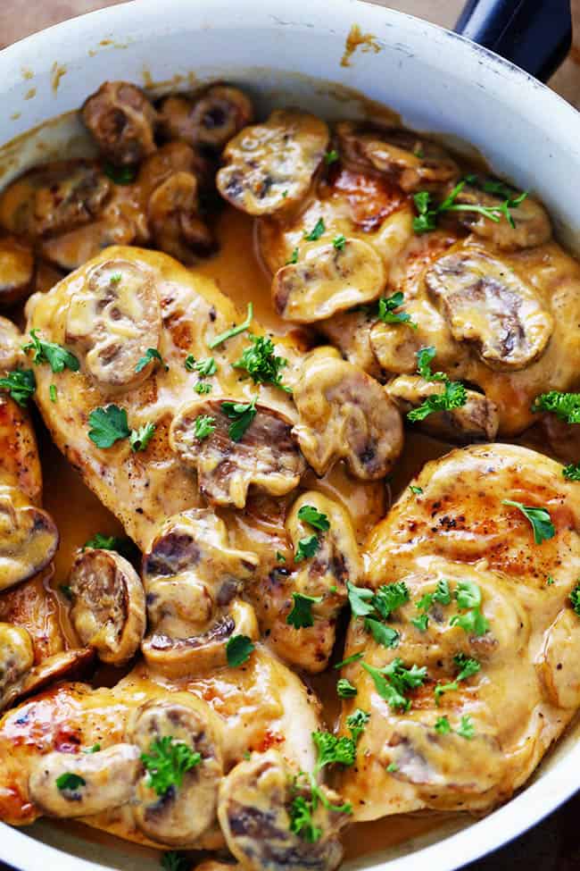 Creamy Chicken Marsala in a pot.