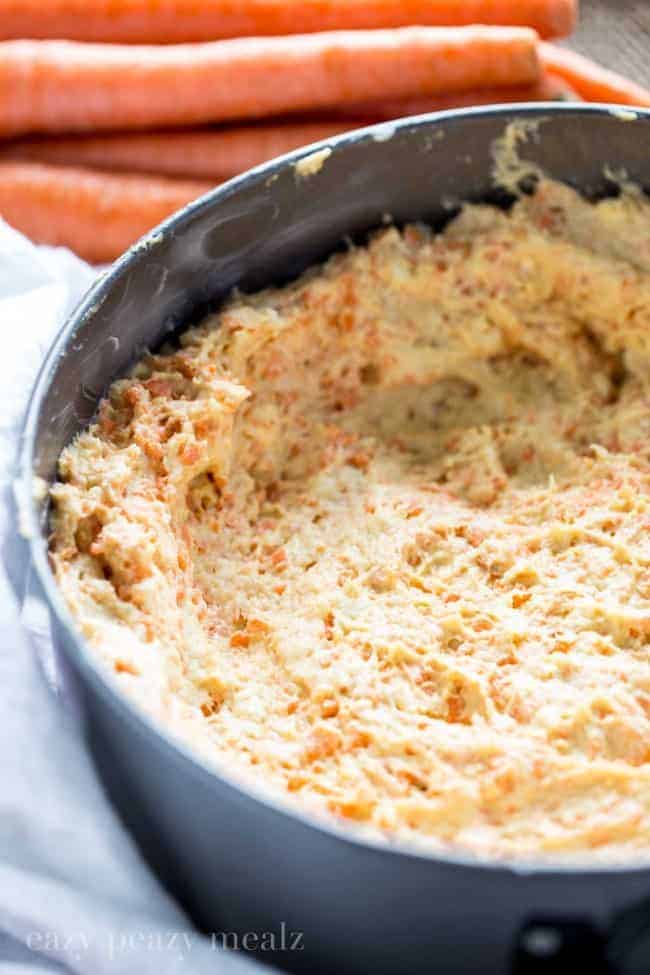 carrot coffee cake batter, creamy and delicious