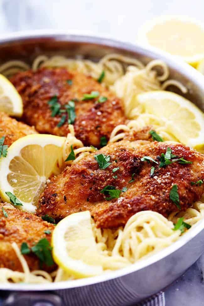 Crispy Parmesan Chicken with Creamy Lemon Garlic Pasta - 94