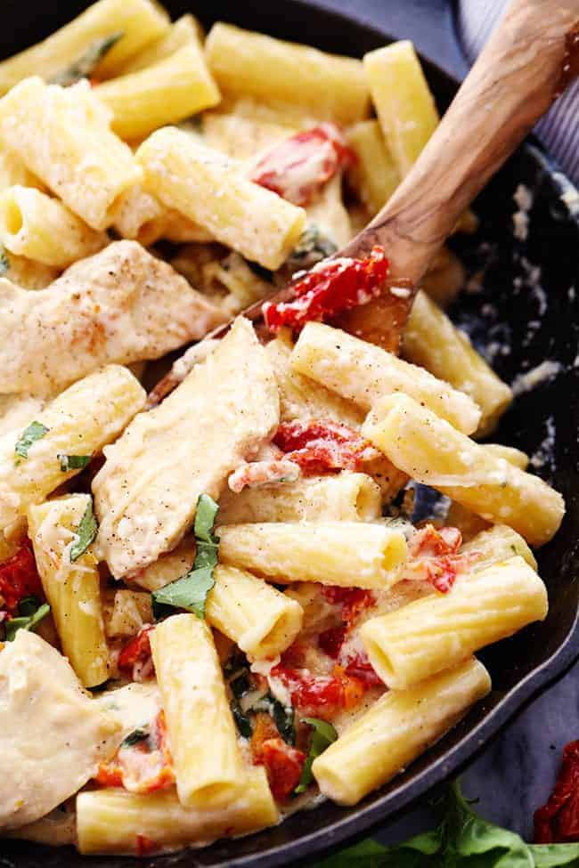 Mozzarella Chicken Pasta with Sun Dried Tomatoes