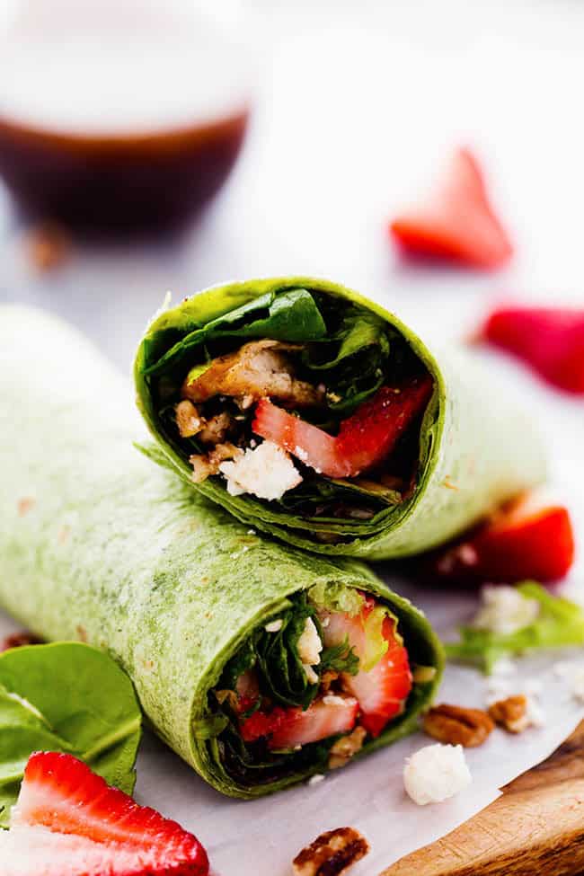 Strawberry Balsamic Chicken Salad Wrap | Healthy Spring Recipes For Kids & Adults
