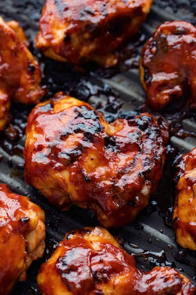 Honey Chipotle BBQ Chicken on a grill. 