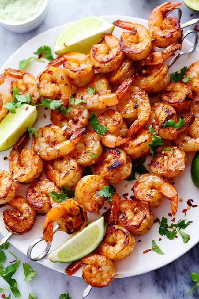 Grilled Spicy Lime Shrimp with Creamy Avocado Cilantro Sauce - 46