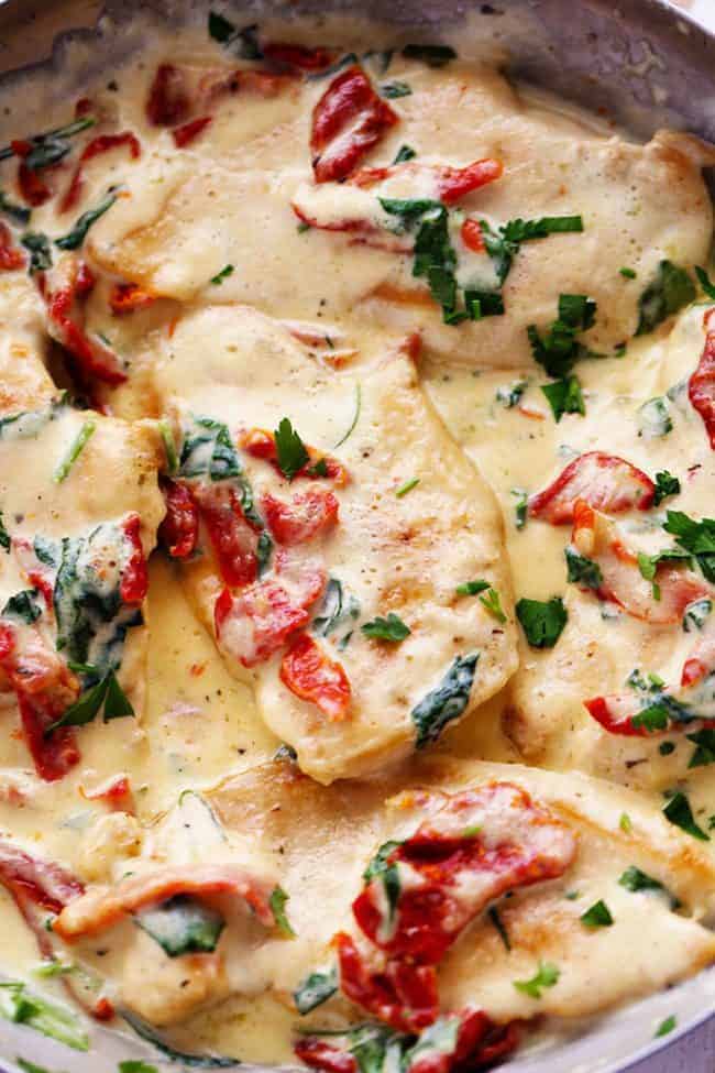 Close up photo of Creamy Tuscan Garlic Chicken.