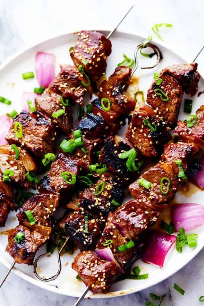 Grilled Asian Garlic Steak Skewers | The Recipe Critic