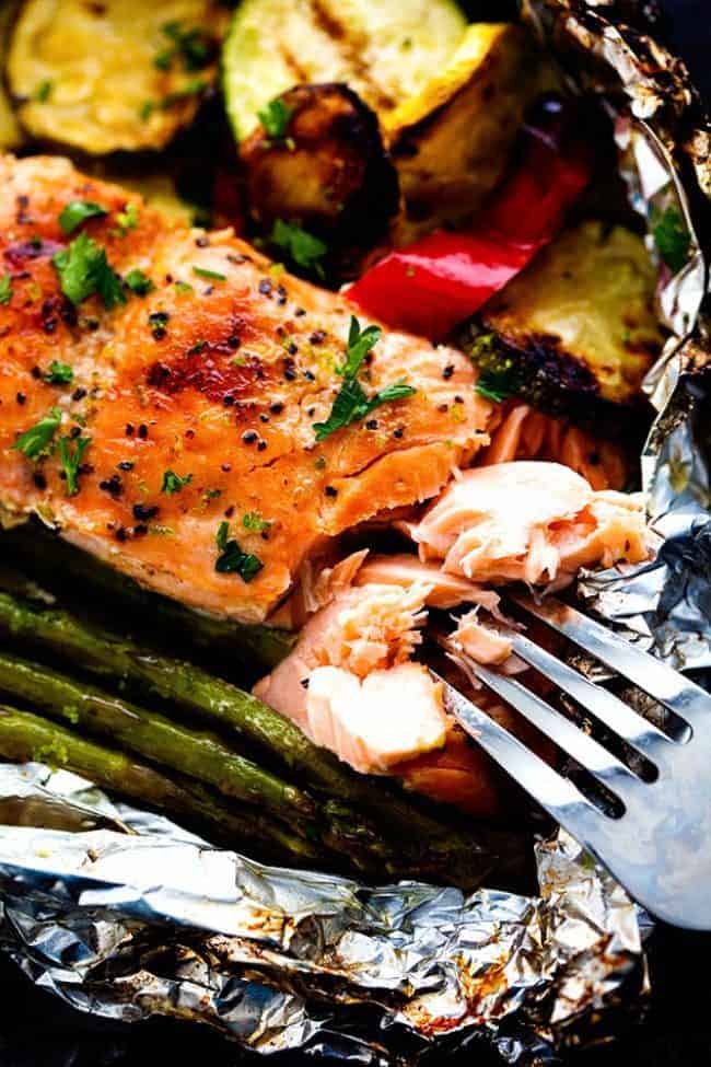 Grilled Lime Butter Salmon in Foil with Summer Veggies - 37