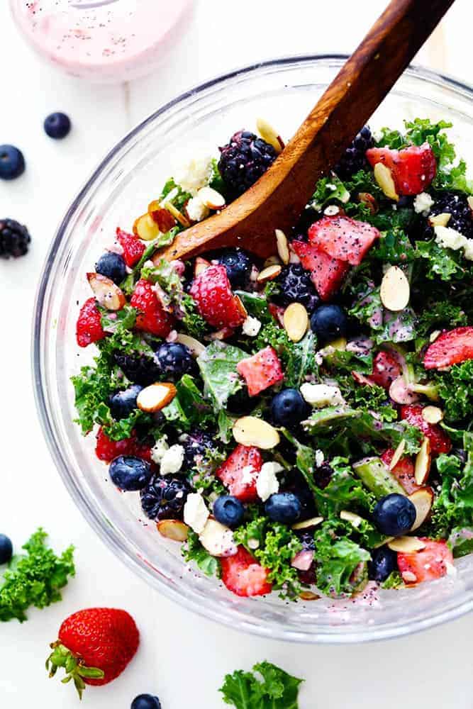 Triple Berry Kale Salad with Creamy Strawberry Poppyseed Dressing - 85