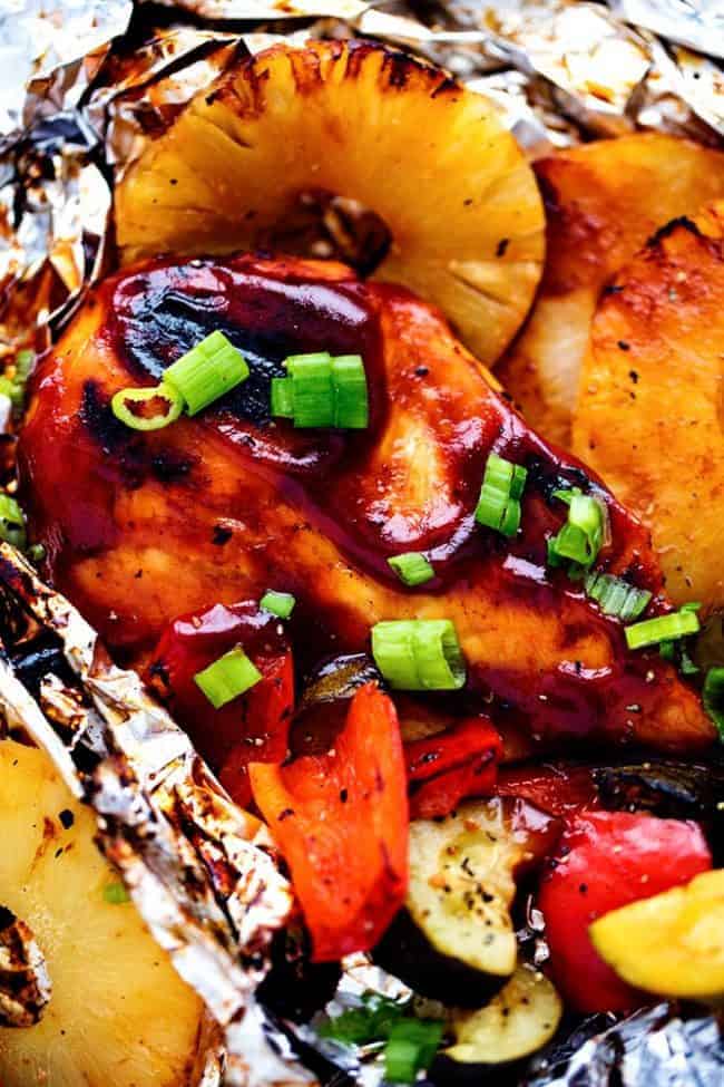 Grilled Hawaiian Barbecue Chicken In Foil The Recipe Critic   Bbqchickenfoilpackets2 650x975 