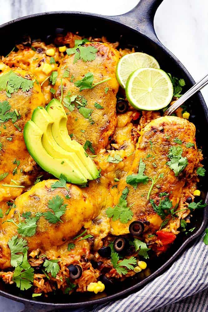 Cheesy Fiesta Chicken and Rice Skillet | The Recipe Critic