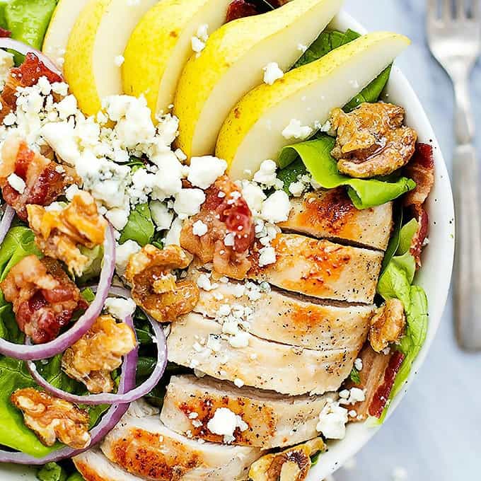 Grilled Chicken  Bacon  and Pear Salad with Poppyseed Dressing - 33