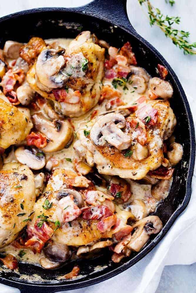 Creamy Bacon Mushroom Thyme Chicken | The Recipe Critic