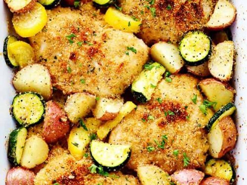 One Pan Crispy Parmesan Garlic Chicken With Vegetables The Recipe Critic