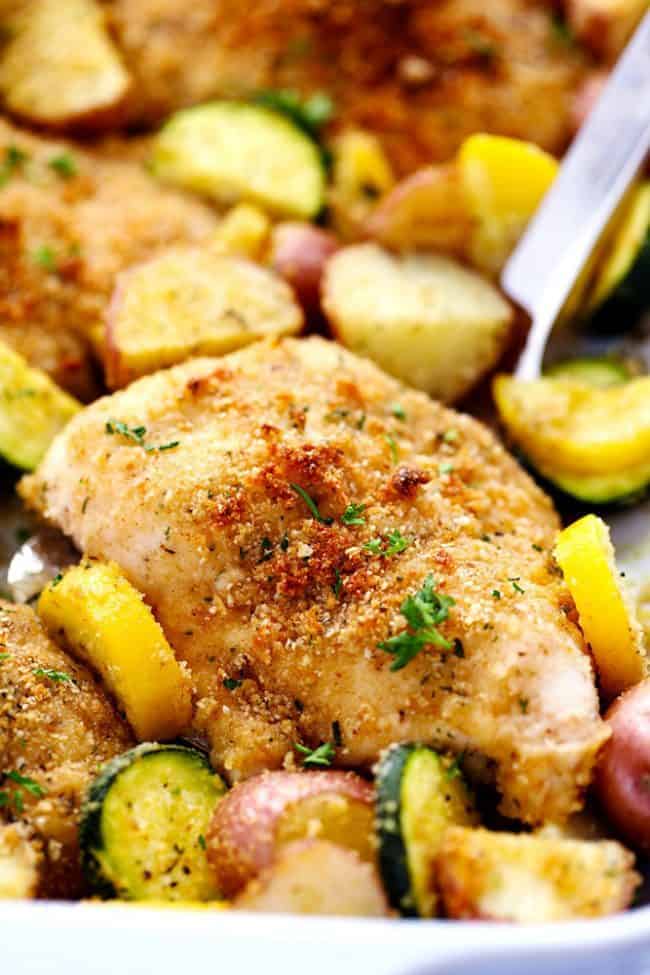 One Pan Crispy Parmesan Garlic Chicken with Vegetables - 38