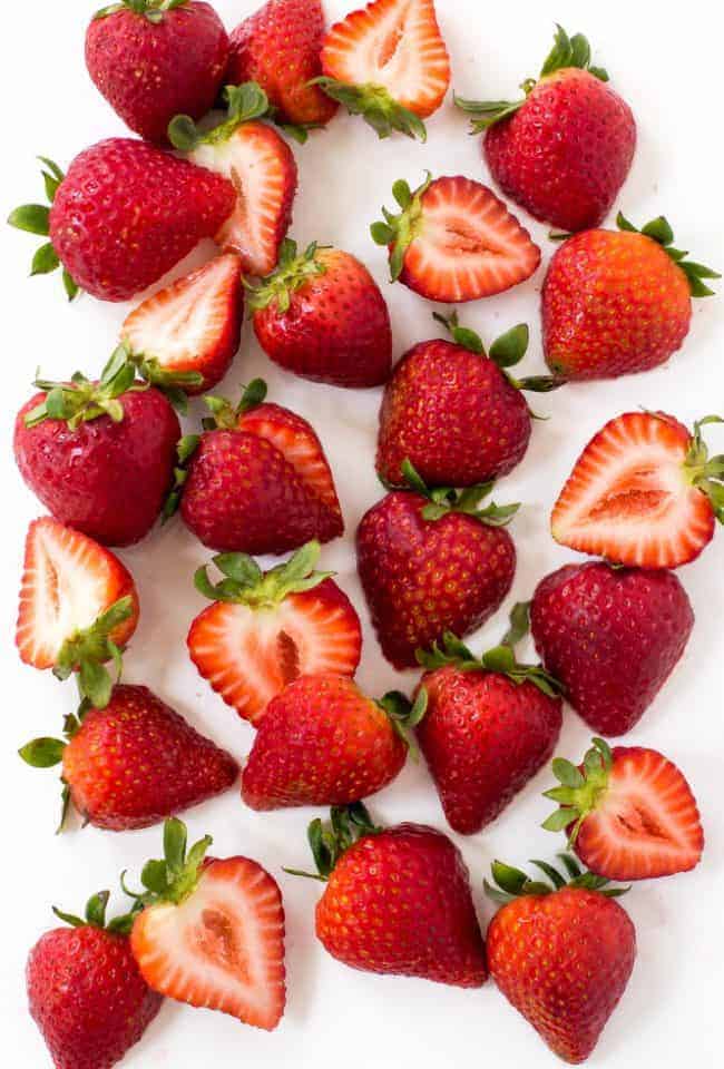 Sliced strawberries. 