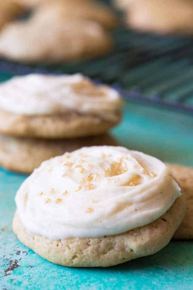 Maple cookies with brown butter frosting.