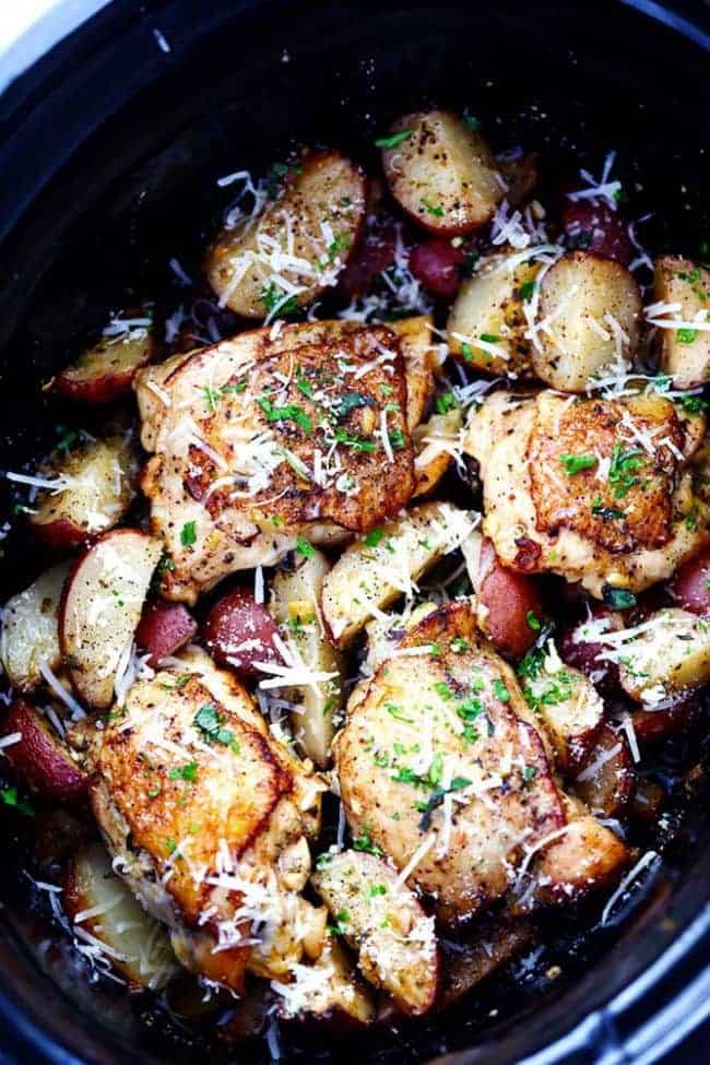 Slow Cooker Parmesan Garlic Herb Chicken And Potatoes The Recipe Critic