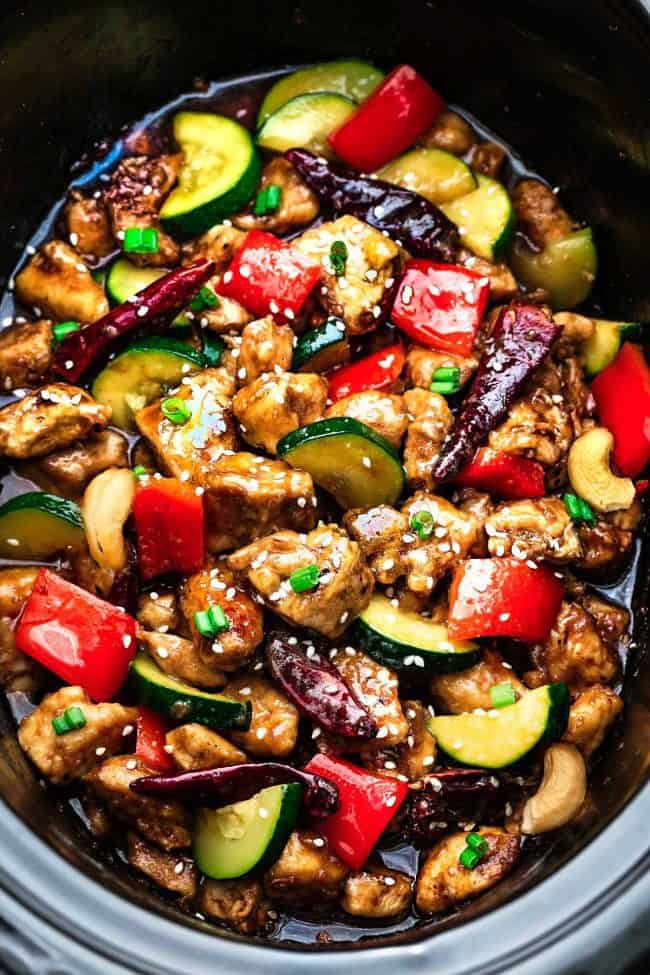 Slow cooker kung pao chicken noodles recipe