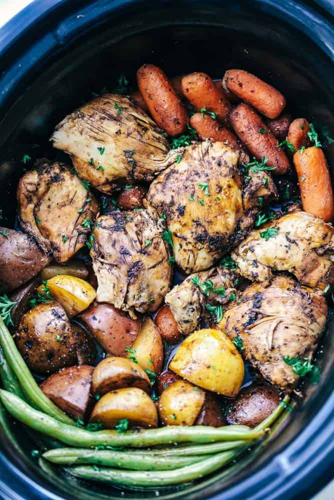 Slow Cooker Brown Sugar Balsamic Chicken and Veggies 