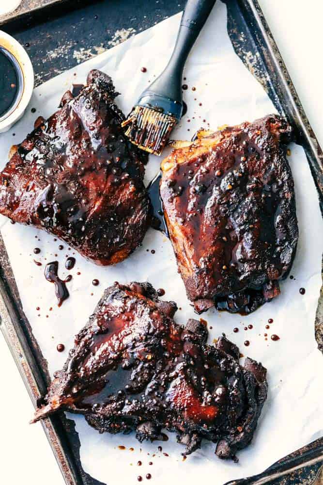 Slow Cooker Sticky Asian Ribs with Sticky Sauce.