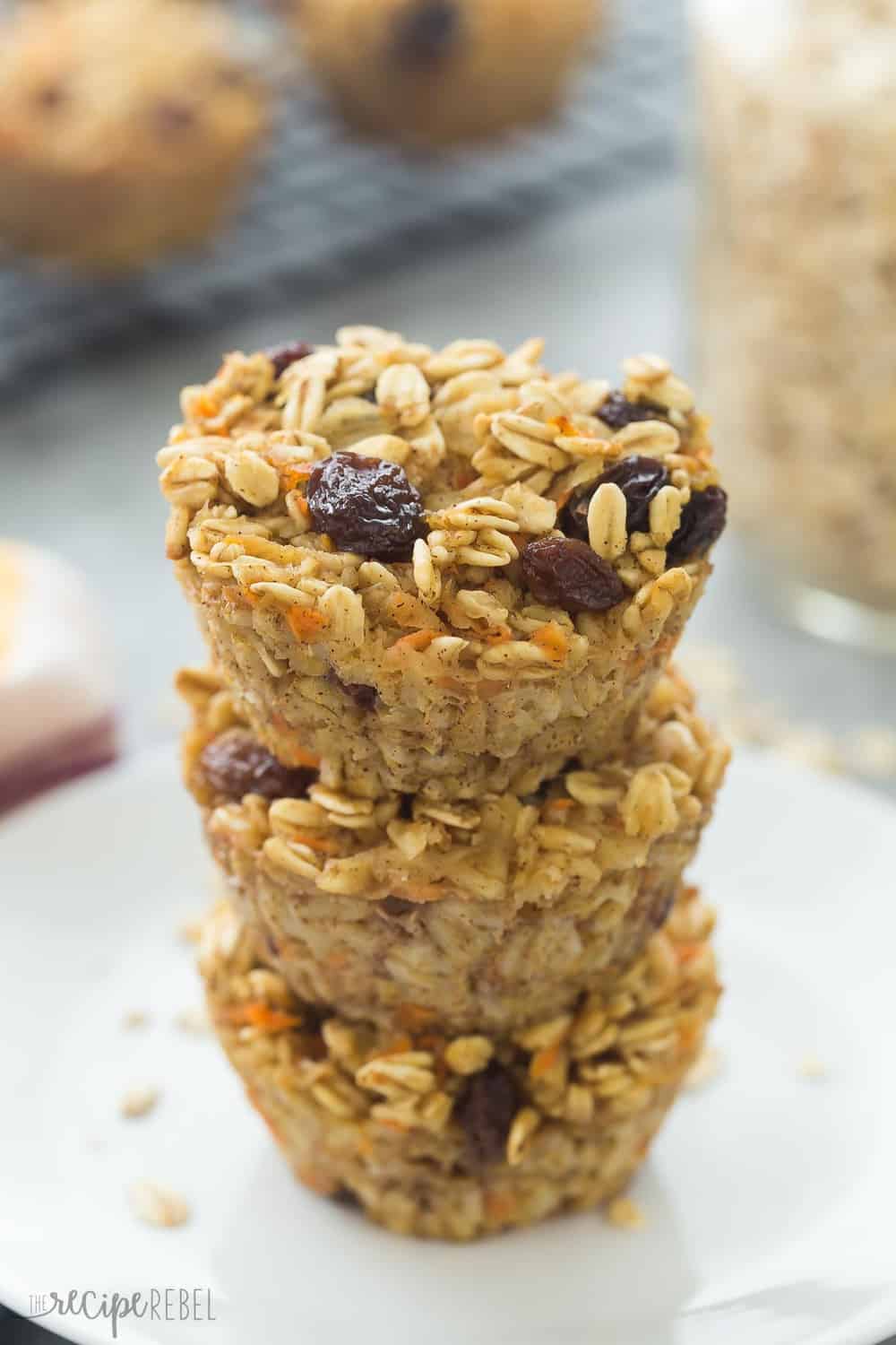 Stacked Carrot Cake Baked Oatmeal Cups. 