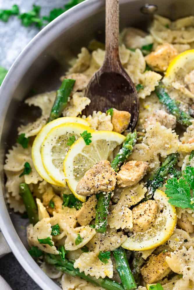 Lemon Garlic Chicken Asparagus Pasta - 46