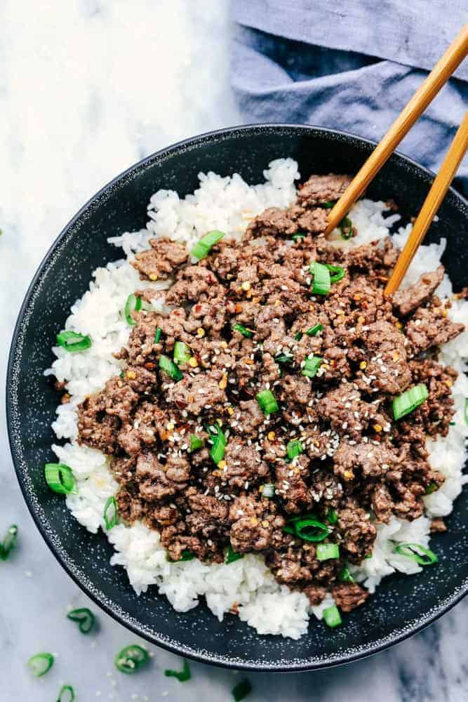 Korean Ground Beef and Rice Bowls | Recipe Cart