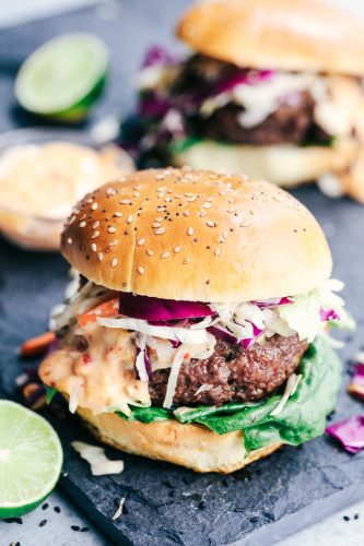 Asian Barbecue Burgers with Sweet Chili Lime Mayo | The Recipe Critic