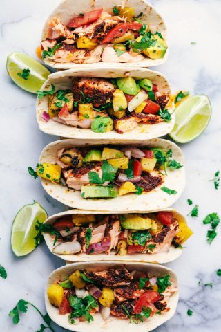 Grilled Spicy Blackened Salmon Tacos with Pineapple Avocado Salsa | The ...