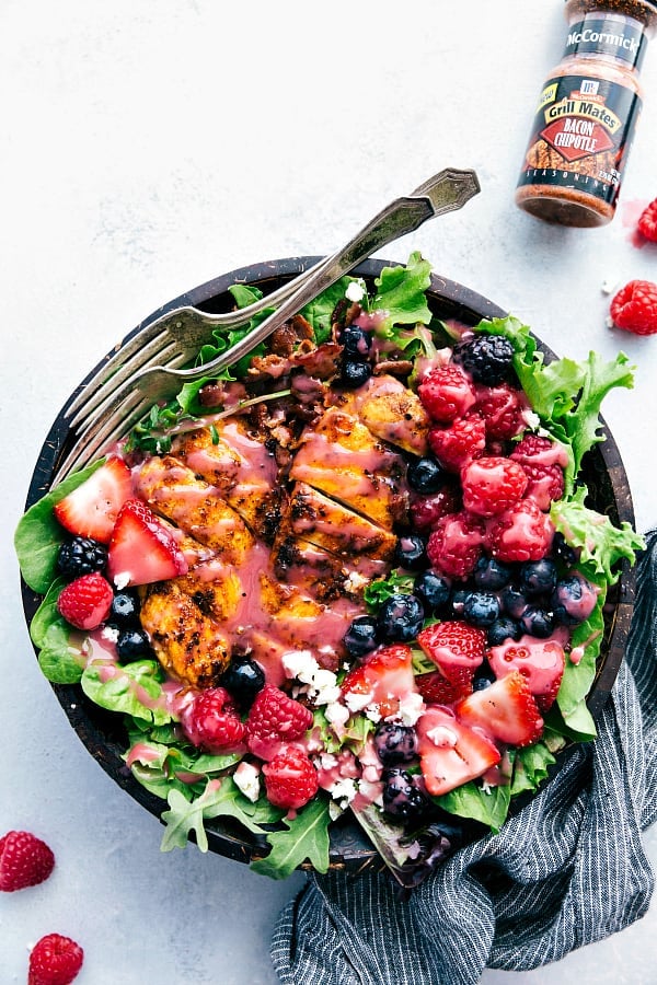 Grilled Berry Feta Chicken Salad with a Sweet Chipotle Dressing - 80