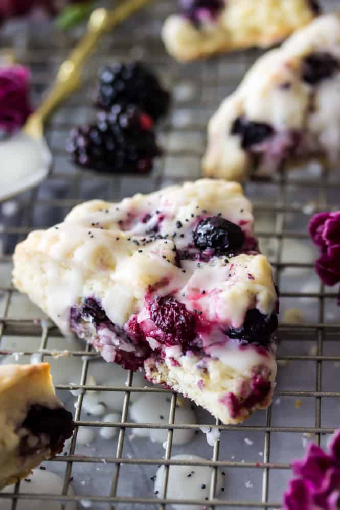 Summer Berry Scones on a cooling rack.