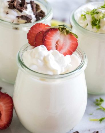Coconut Mousse.  This fluffy coconut mousse comes together quick and easy and is loaded with cold coconut flavor!  Top with your favorite toppings and it's the perfect summer dessert!