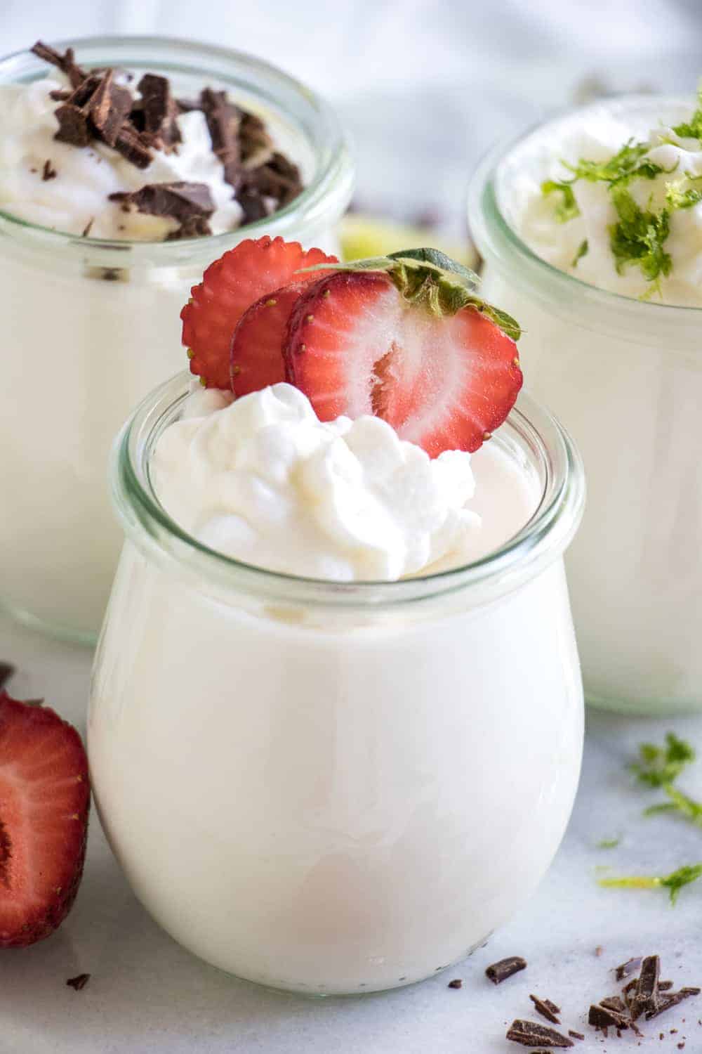 Coconut Mousse.  This fluffy coconut mousse comes together quick and easy and is loaded with cold coconut flavor!  Top with your favorite toppings and it's the perfect summer dessert!