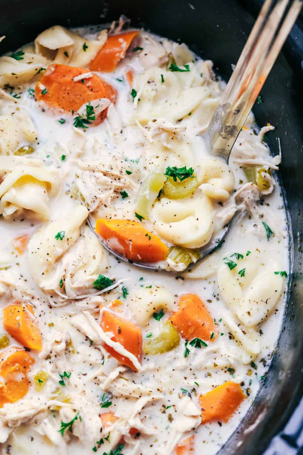 Slow Cooker Creamy Chicken Tortellini Soup | The Recipe Critic