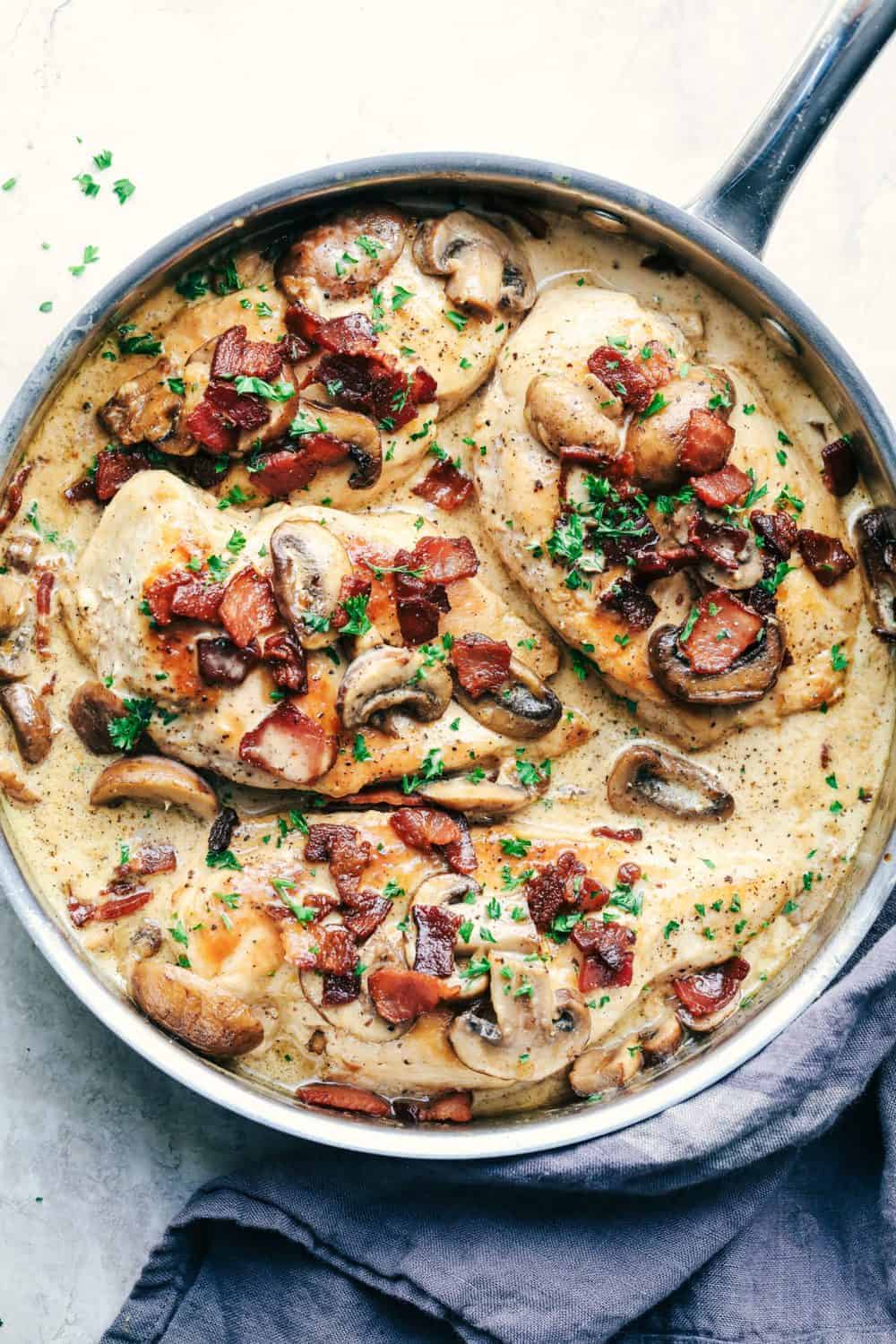 Creamy Balsamic Mushroom Bacon Chicken - Recipe Ocean