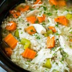 This slow cooker chicken and rice soup is an easy and comforting meal that's perfect for cold nights!
