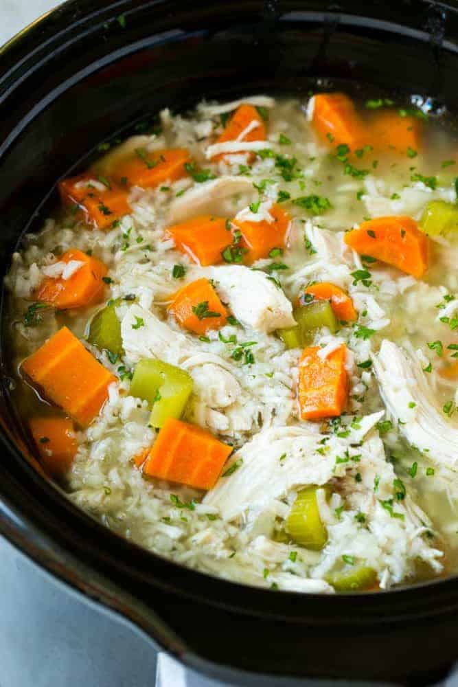 Slow Cooker Chicken And Rice Soup | feastrecipes