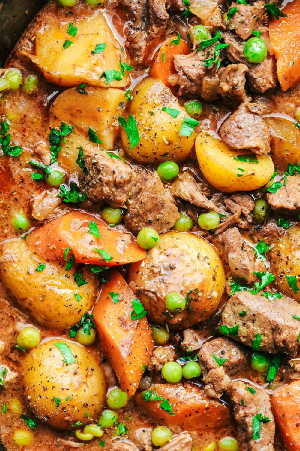 Best Ever Slow Cooker Beef Stew close up.