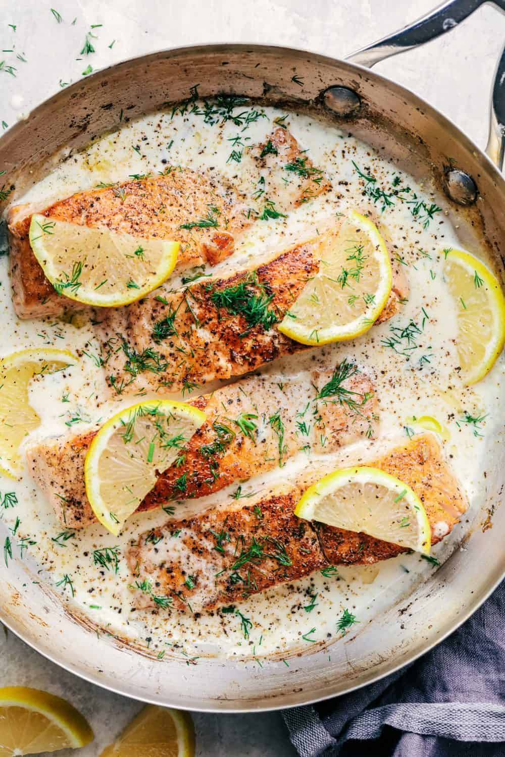 Baked Salmon with Creamy Dill Sauce - Keto fish meals