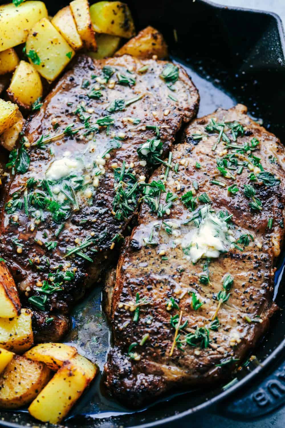 Skillet Garlic Butter Herb Steak And Potatoes The Recipe Critic