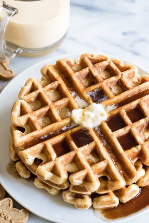 Eggnog Waffles with Cinnamon Syrup | The Recipe Critic